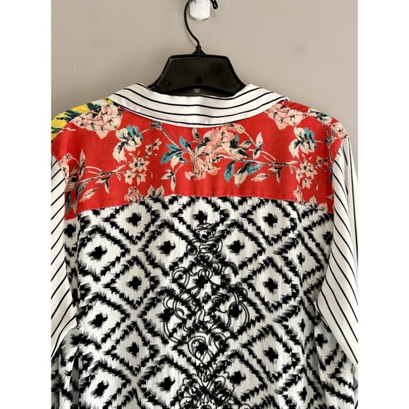 John Mark Tunic Top Patchwork Floral Mixed Print Art Boho Bird Large Maximalist - Picture 14 of 17